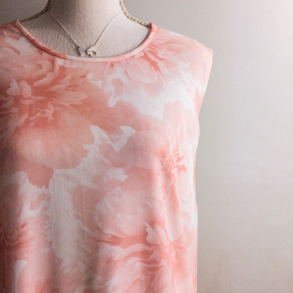 Calvin Klein Coral Floral Sleeveless Shift Dress